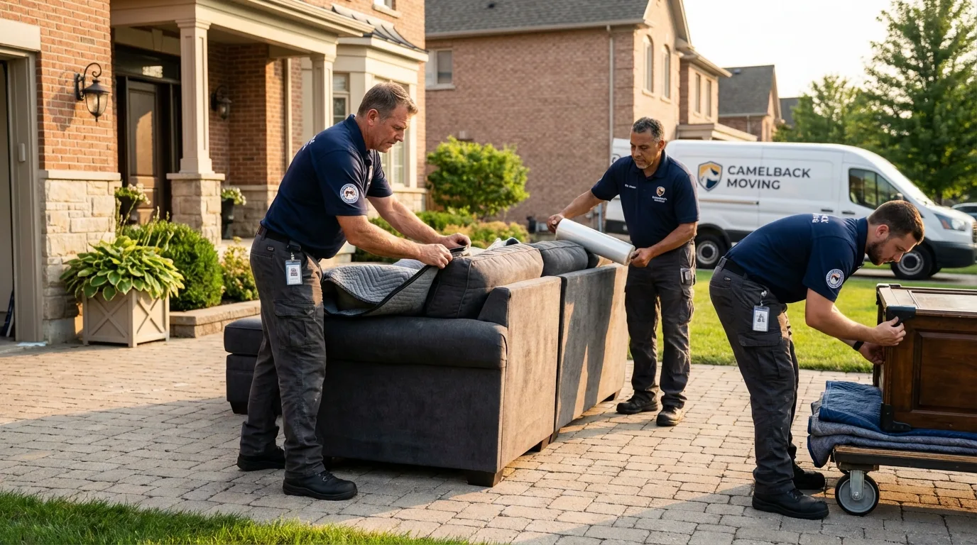 Large estate moving crew wrapping furniture in Monroe, UT