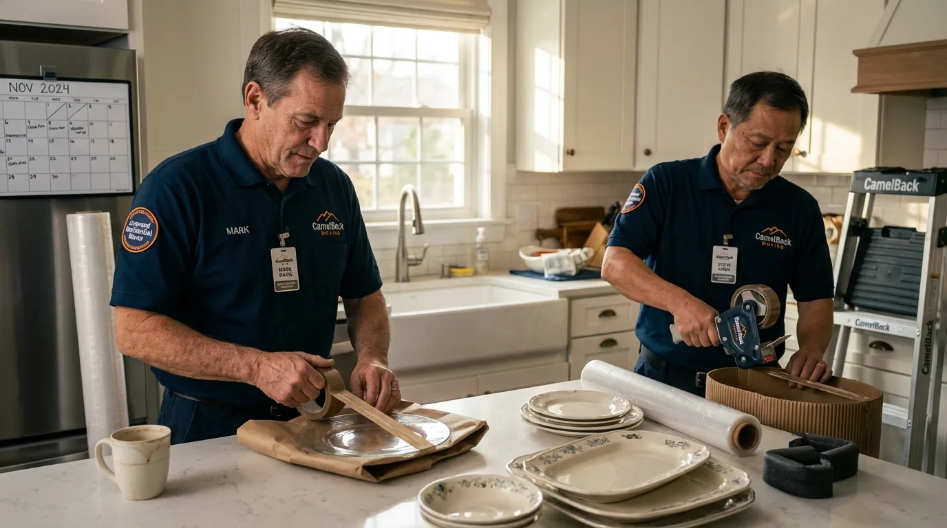 Professional crew packing kitchen dishware in Monroe, UT